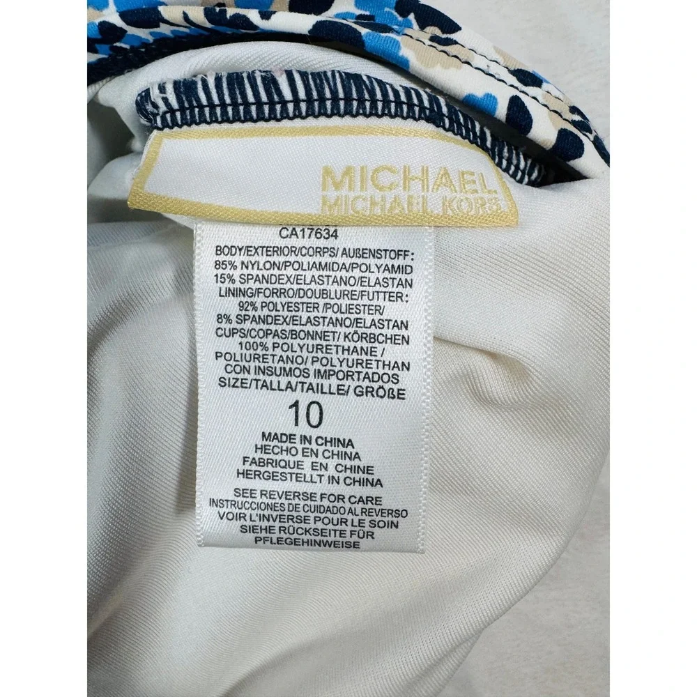 Michael Kors Blue Floral Cut-Out One Piece Swimsuit Monokini Women's‎ Size 10